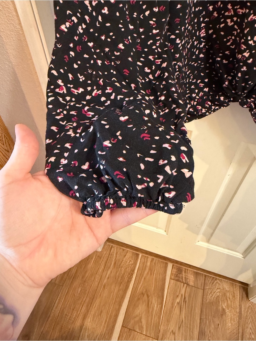 torrid Black Long Sleeve Top with Pink Confetti Print - Picture 4 of 5